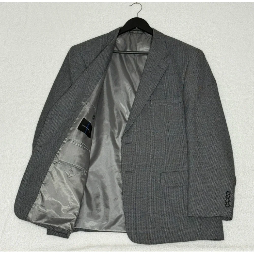 Statement‎ Blazer 46R Gray Houndstooth 2 Button Single Vent Career Business
